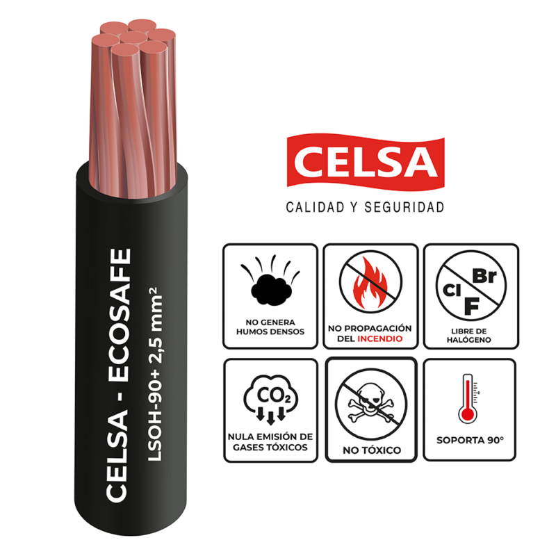CABLE LSOH-90+ 2.5MM NEGRO X 100MTS CELSA