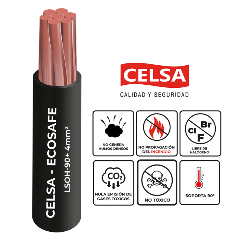 CABLE LSOH-90+ 4MM NEGRO X 100MTS CELSA