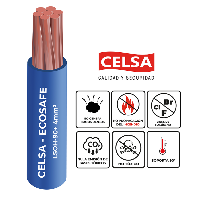 CABLE LSOH-90+ 4MM AZUL X 100MTS CELSA