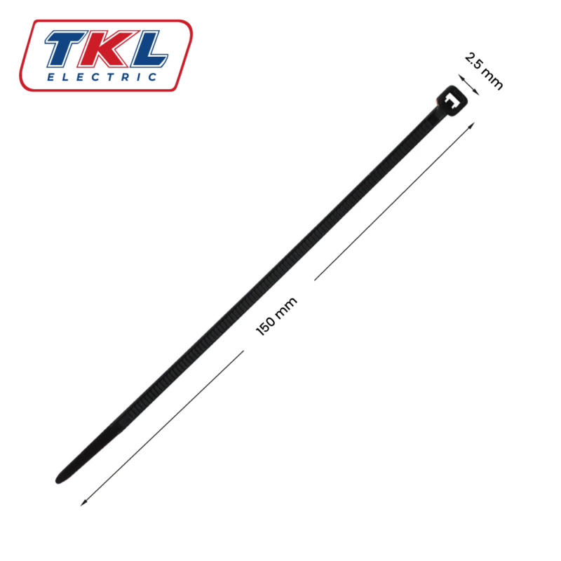 CINTILLO P/CABLE • 150MM X 2.5MM • CV-150 • NEGRO • TKL ELECTRIC