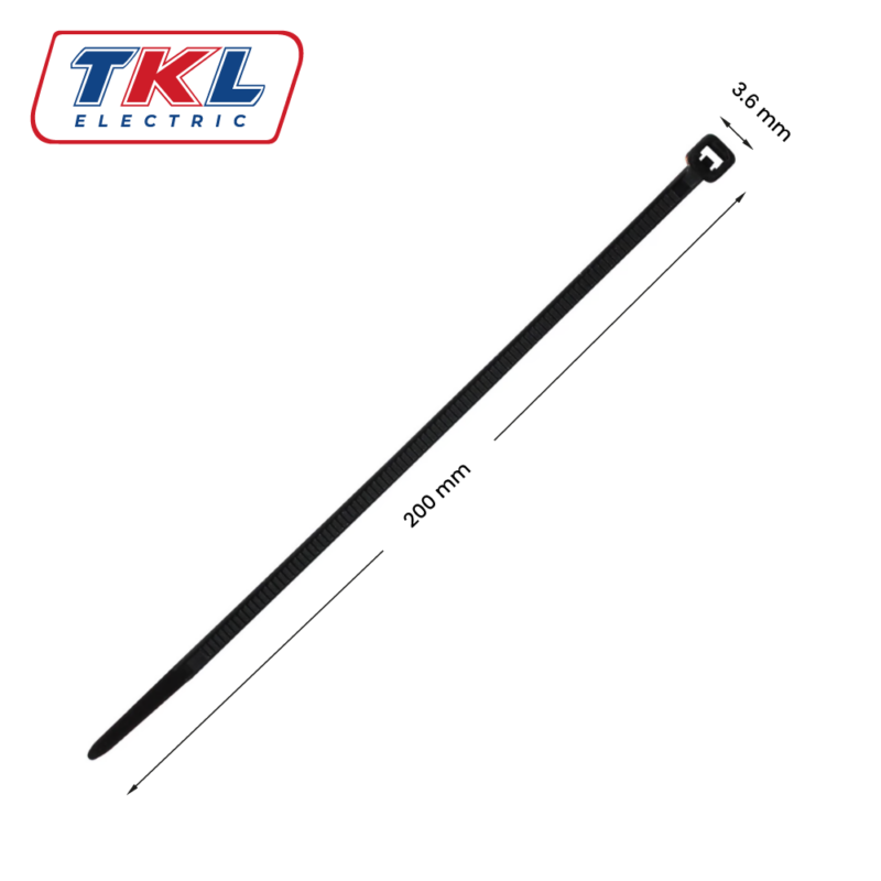 CINTILLO P/CABLE • 200MM X 3.6MM • CV-200 • NEGRO • TKL ELECTRIC