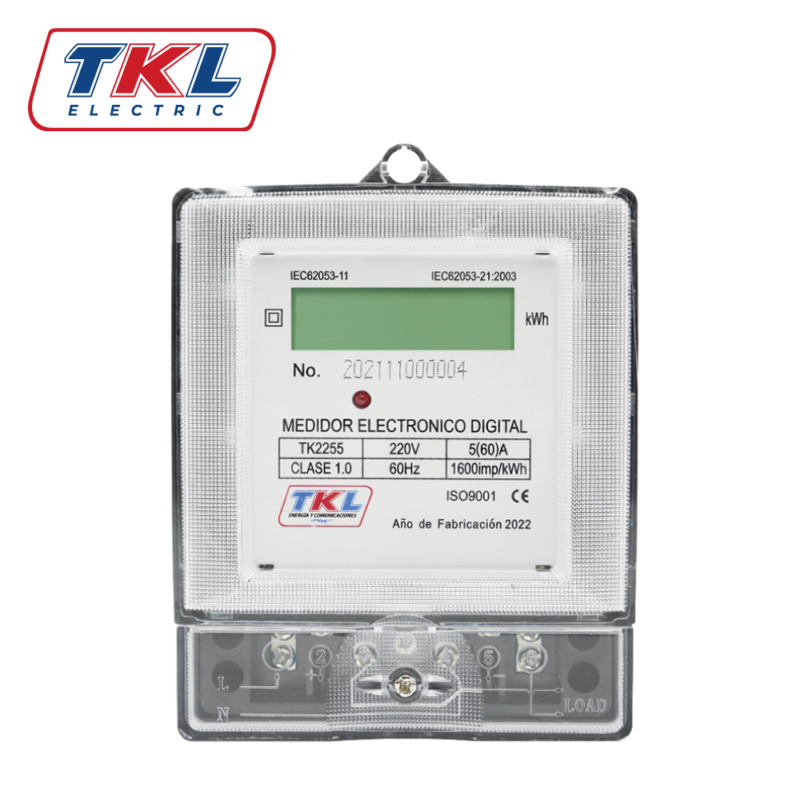 MEDIDOR DIGITAL MONOFÁSICO • 220V 60A • CLASE 1 • TK2255 • TKL ELECTRIC