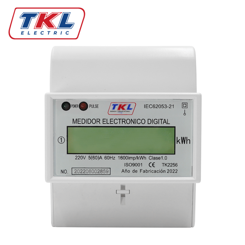 MEDIDOR DIGITAL MONOFÁSICO • 2 MODULOS P/RIEL DIN • 220V 60A • TK2256 • TKL ELECTRIC