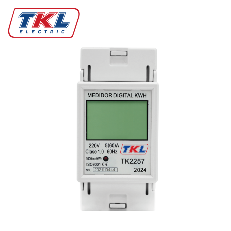 MEDIDOR DIGITAL MONOFÁSICO • 1 MODULO P/RIEL DIN • 220V 60A • TK2257 • TKL ELECTRIC