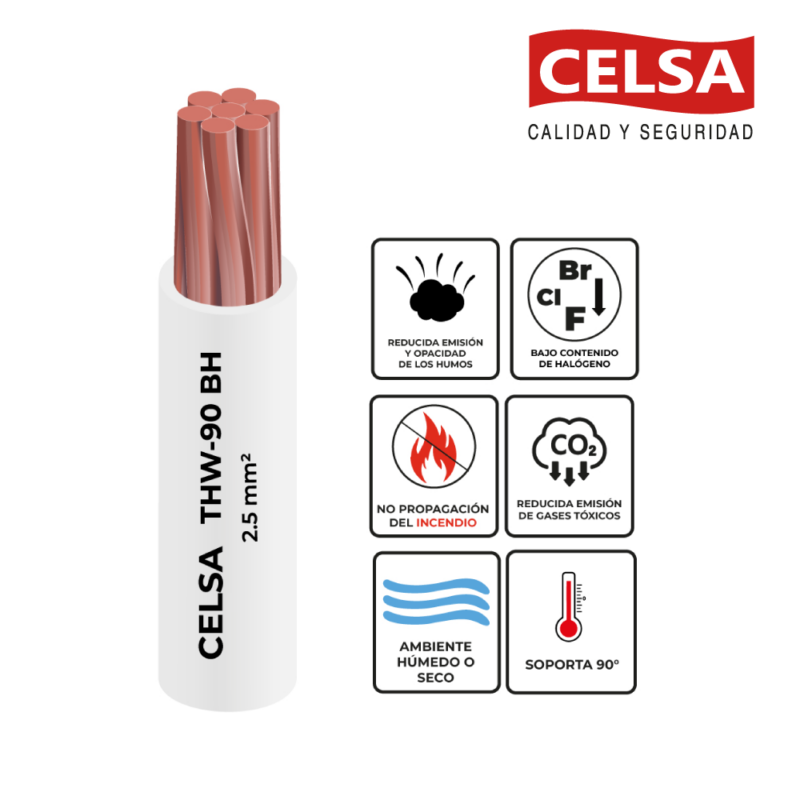 CABLE THW-90 • 2.5MM2 • 100MTS • BLANCO • CELSA