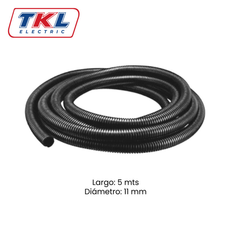 TUBERÍA CORRUGADA ABIERTA • 11MM • 5MTS • NEGRA • TKL ELECTRIC