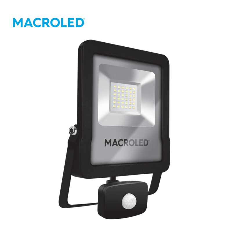REFLECTOR LED CON SENSOR DE MOVIMIENTO MACROLED PRO 30W AC100-240V FRIO 6500K
