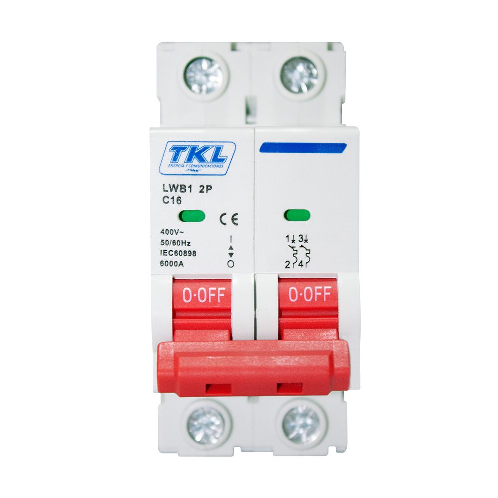 INTERRUPTOR TERMOMAGNÉTICO 2X16A T/RIEL 6 KA (LWB1 C16) | TKL ELECTRIC