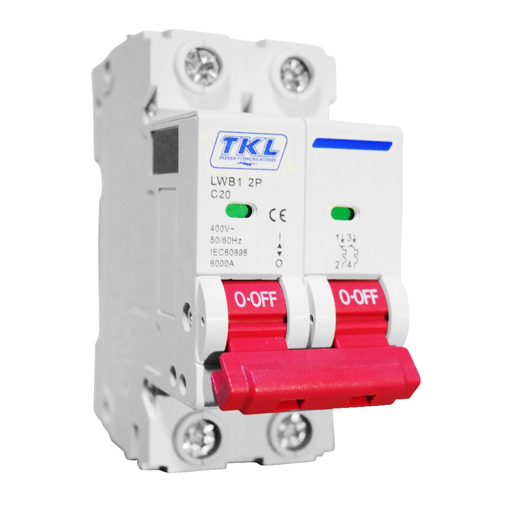 INTERRUPTOR TERMOMAGNÉTICO 2X20A T/RIEL 6 KA (LWB1 C20) | TKL ELECTRIC