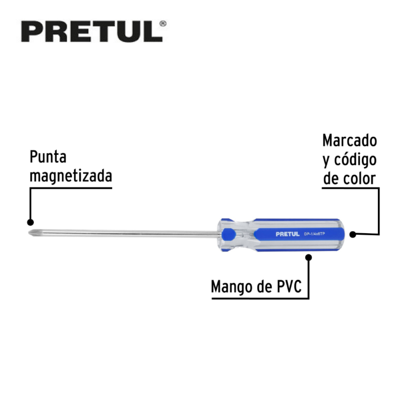 DESTORNILLADOR ESTRELLA IMANTADO 14 X 6 MANGO DE PVC 21477 PRETUL - Imagen 2