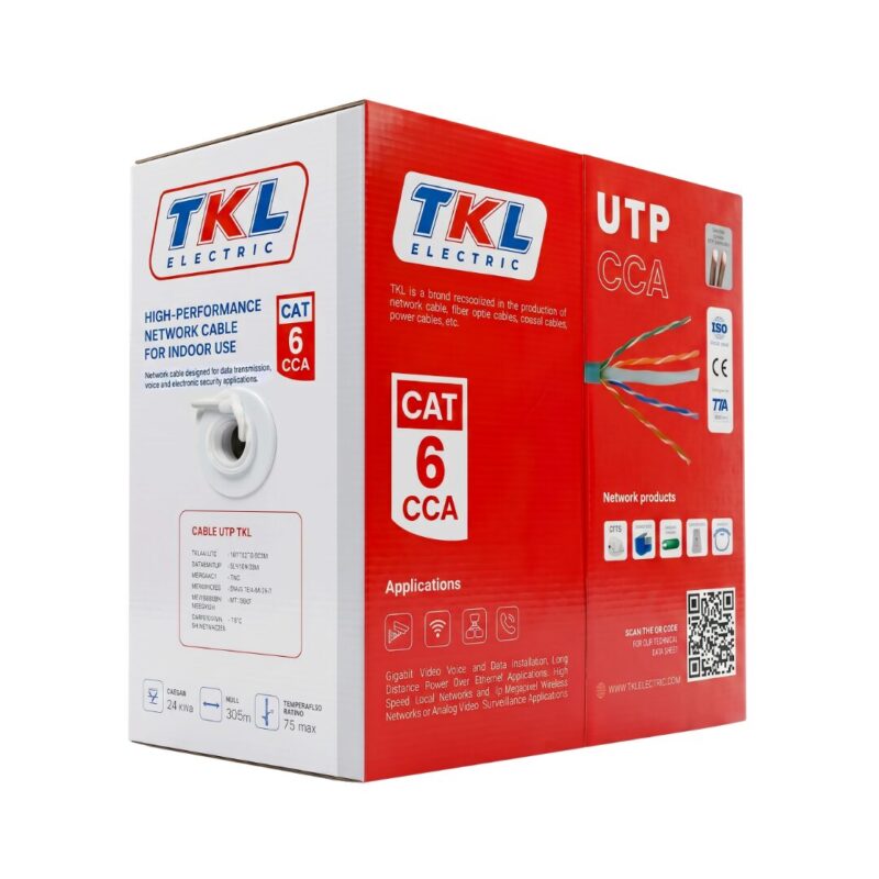 CABLE UTP CAT 6 4 PARES 23AWG GRIS 305 MTS CCA | TKL ELECTRIC